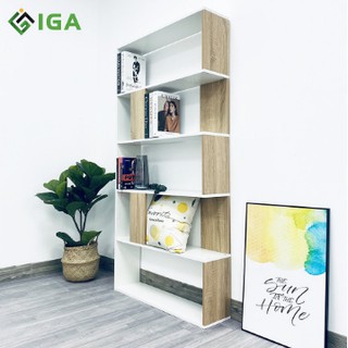 Kệ sách kệ để đồ kệ đa năng nhiều tầng trắng phối gỗ cực lạ decor trang trí phòng GP105