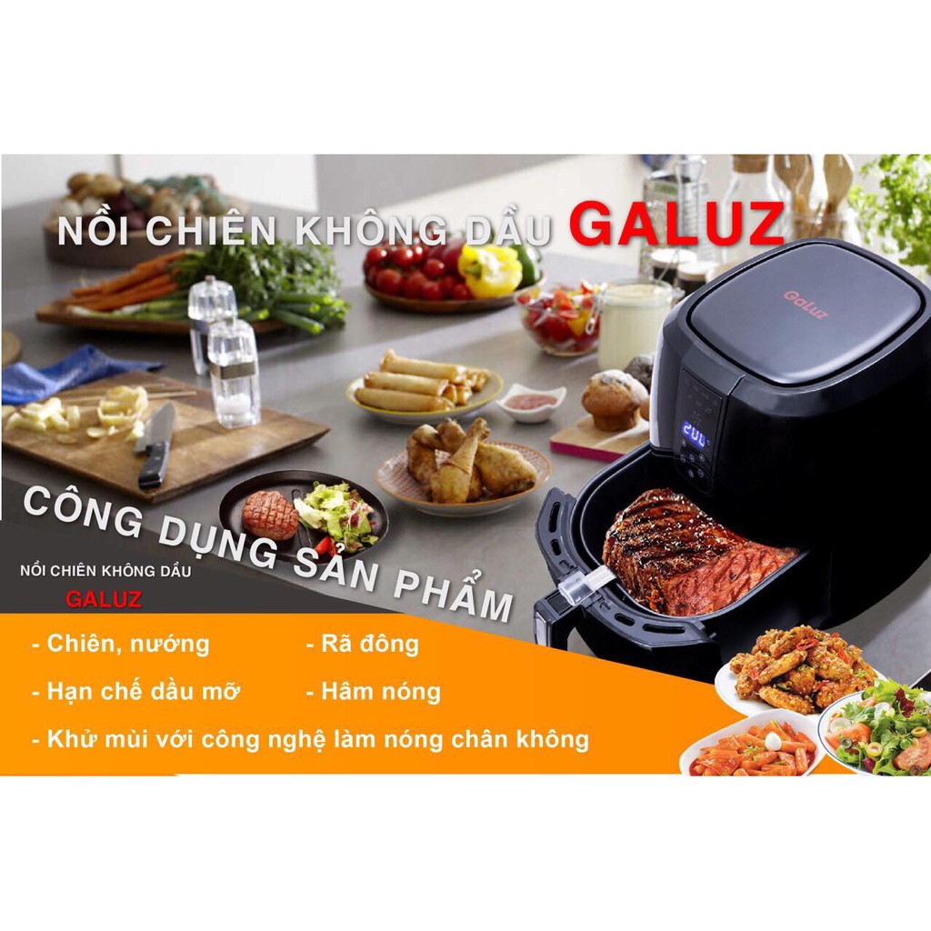 [Mã 157ELSALE hoàn 7% đơn 300K] Nồi Chiên Không Dầu Galuz 5.2L GLA- 616 (Điện Tử)