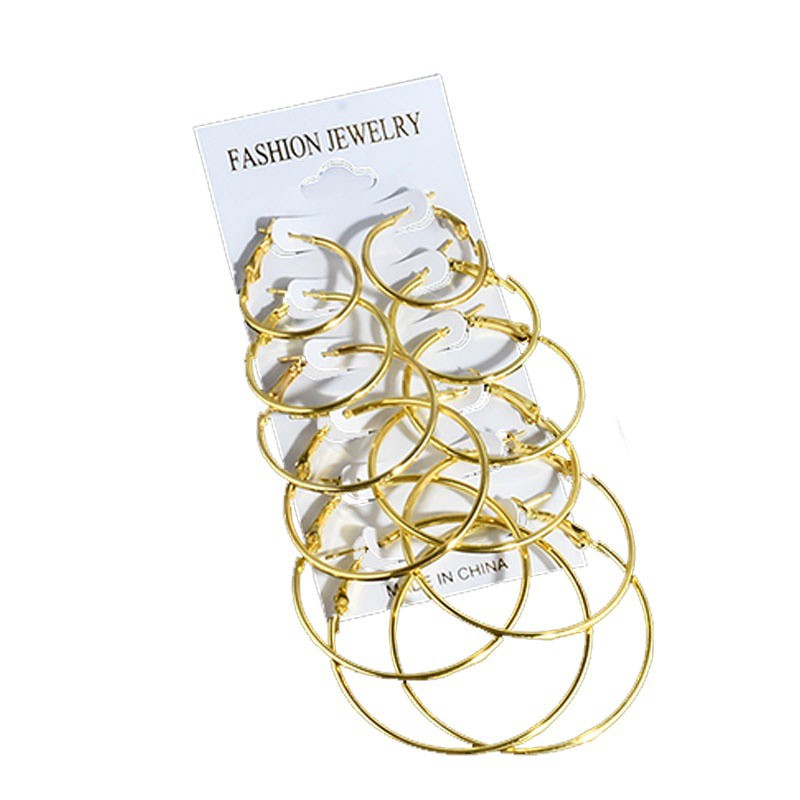 Set 6 Cặp Bông Tai Tròn Phong Cách Hàn Quốc Cổ Điển Cho Nữ Với 3 Màu Tùy Chọn