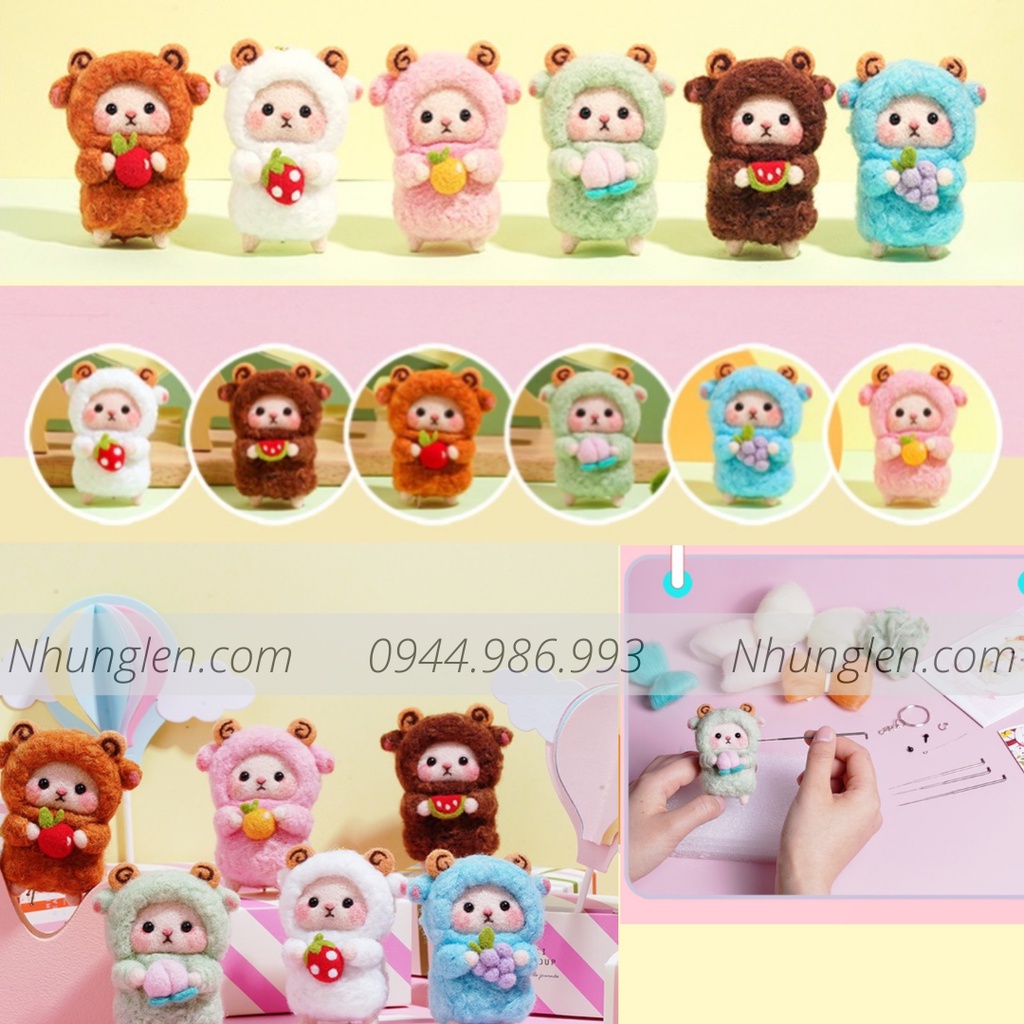 Bộ len chọc Cừu Bé Cưng Đơn Giản Siêu Dễ và Rẻ với LEN XOĂN siêu xịn và đẹp - Needle felting sheep, quà tặng ý nghĩa