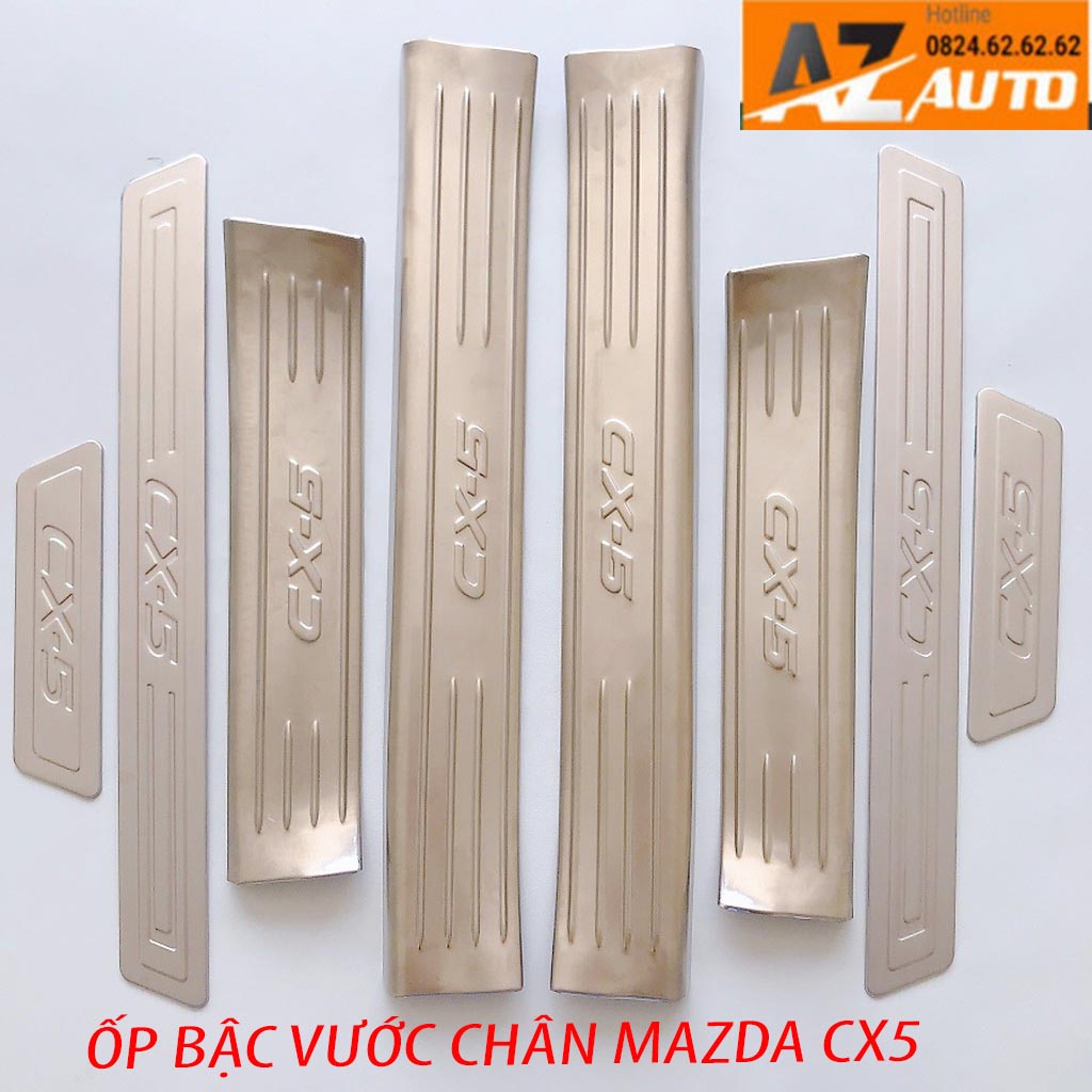 Ốp bậc cửa, Nẹp bước chân Mazda CX-5, CX5 2018 – 2022 INOX(hàng cao cấp)