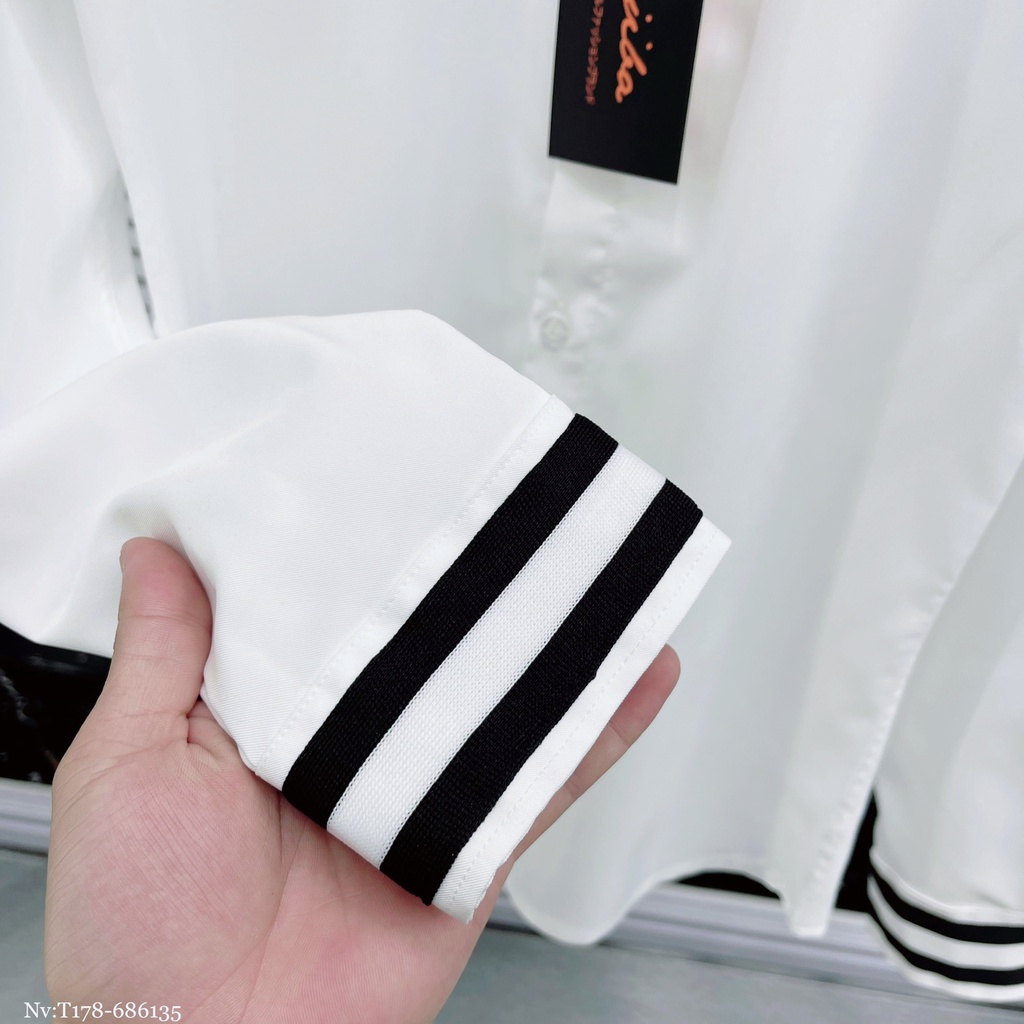 Áo Sơ Mi Trắng Nam Họa Tiết Viền Tay Và Ngực Sang Trọng Lịch Sự - Áo Cổ Bẻ Cao Cấp Dành Cho Nam DT STORE MENWEAR