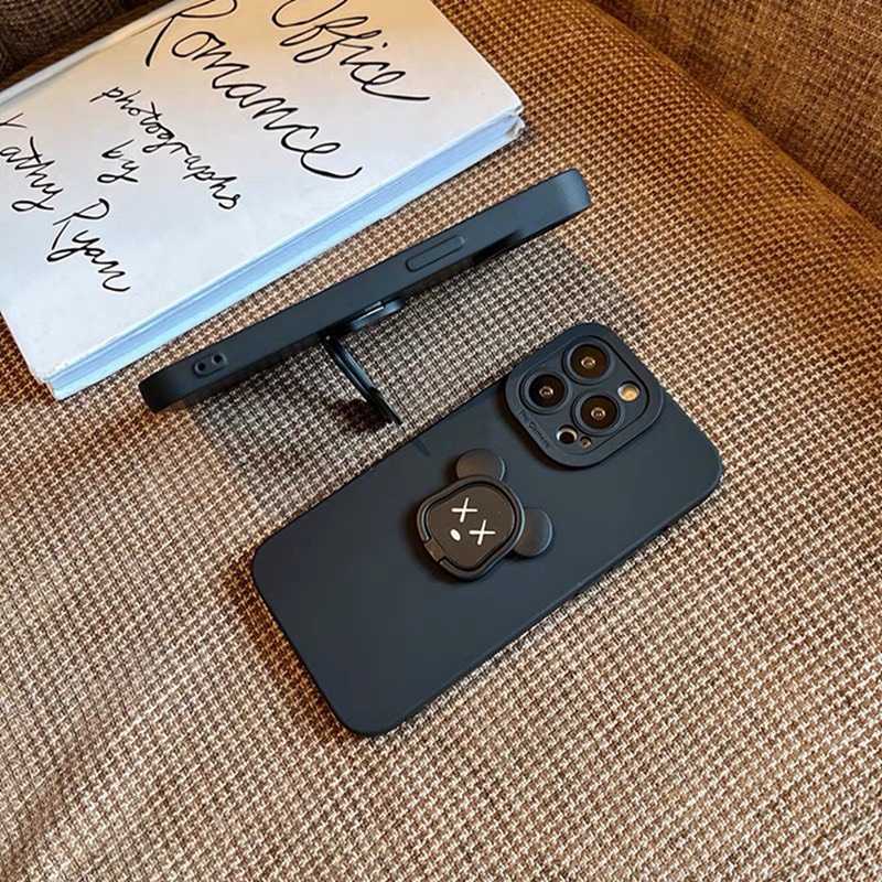 Ốp lưng iphone đẹp Ốp chống bẩn TPU viền vuông kèm iring kaws đỡ điện thoại xu hướng