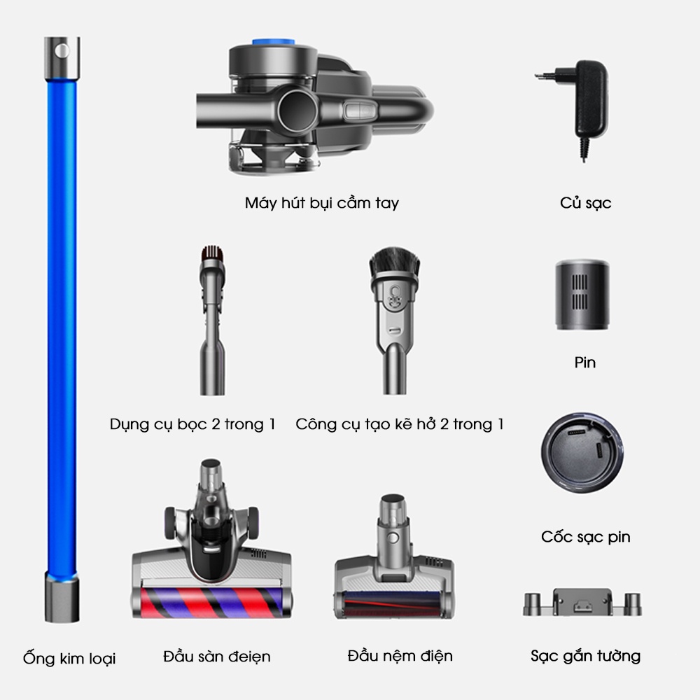 Máy hút bụi diệt ve Jimmy H8 Áp lực hút 25000Pa Lực hút 160AW