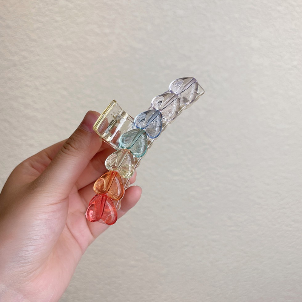 Kẹp tóc càng cua dài size lớn charm kẹo dẻo hình trái tim Mua Tất (muatatshop)