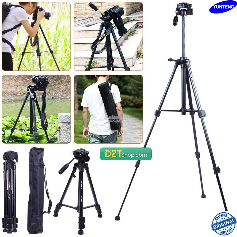 Tripod chụp ảnh cao cấp YUNTENG 5208 cho máy ảnh DSLR, điện thoại, action camera