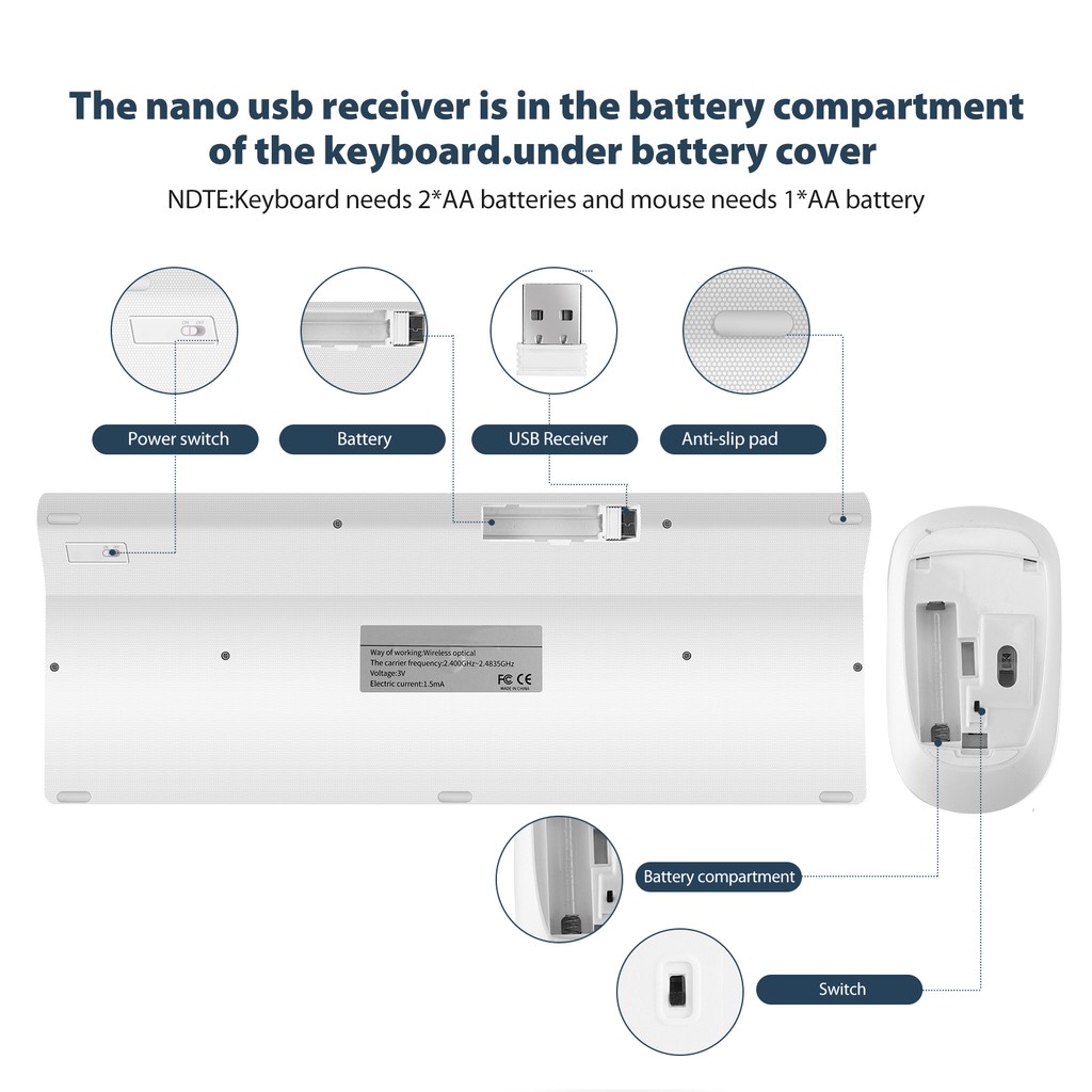 Bộ Bàn Phím Và Chuột Không Dây jomaa 2.4G Type C Cho Notebook Laptop PC