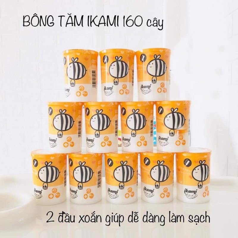 Tăm bông thân giấy 2 đầu xoắn Ikami Nhật Bản