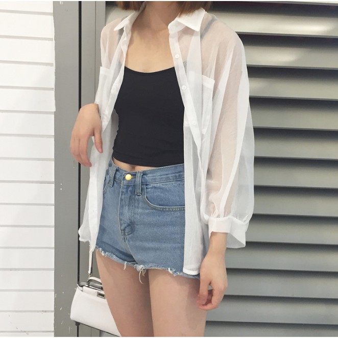 Áo khoác voan mỏng cardigan hợp thời trang mùa hè trẻ trung cho nữ