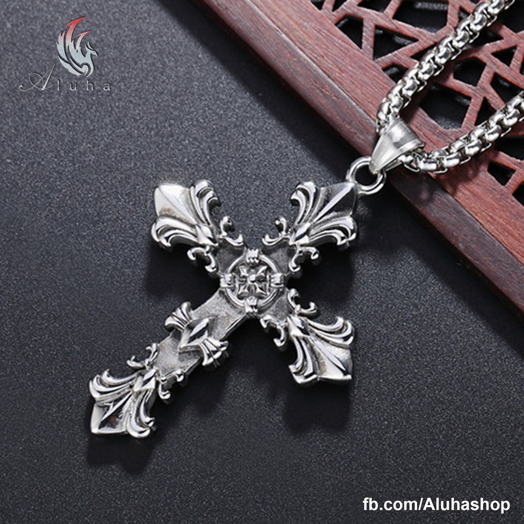 Dây chuyền Titan Chrome Heart Cross phong cách retro Gothic - NL070 - Aluha