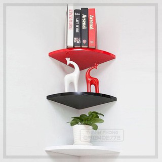 sét bộ 3 thanh kệ trang trí treo tường góc hình quạt đường kính 50cm