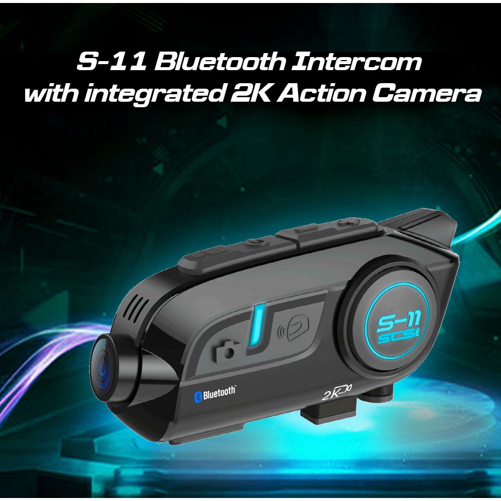 Tai nghe bluetooth SCS S11 Tích hợp CAMERA HÀNH TRÌNH 2K ( dùng cho mũ bảo hiểm )