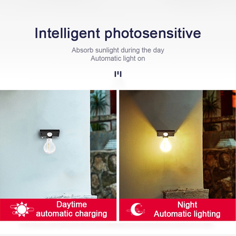 Bóng Đèn LED Năng Lượng Mặt Trời Siêu Sáng Chống Thấm Nước Gắn Tường Trang Trí Sân Vườn