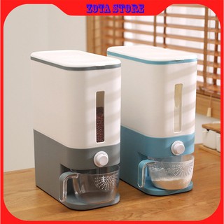 Thùng Đựng Gạo Thông Minh 12Kg - Thùng Đựng Gạo Nắp Bật Chống Ẩm Mốc, Côn Trùng Có Kèm Cốc Đong Vo Gạo