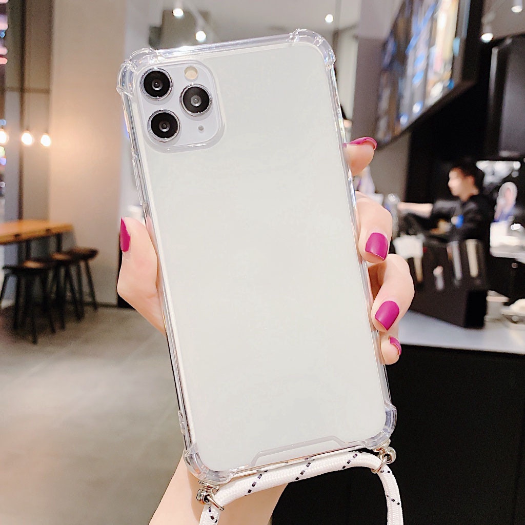 Ốp điện thoại TPU mềm trong suốt có dây đeo vai cho iPhone 6 7 8 Plus 11 Pro Max X XR XS Max