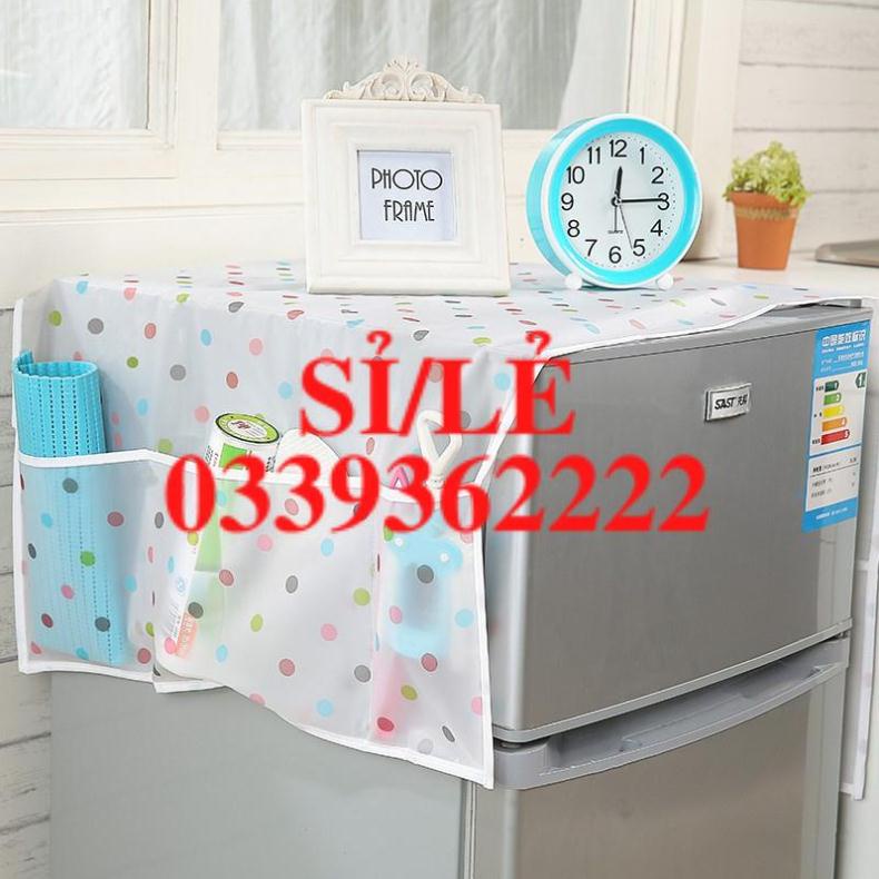 [ COCOLOVE ] Tấm phủ nóc tủ lạnh chống nước chống bụi trang trí nhà, tấm phủ tủ lạnh có ngăn đựng đồ  HAIANHSHOP