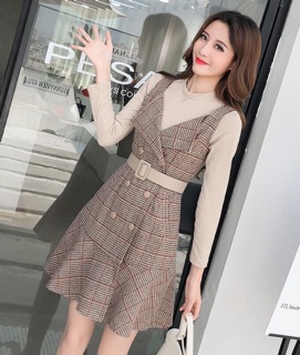 Set váy dạ áo len tăm