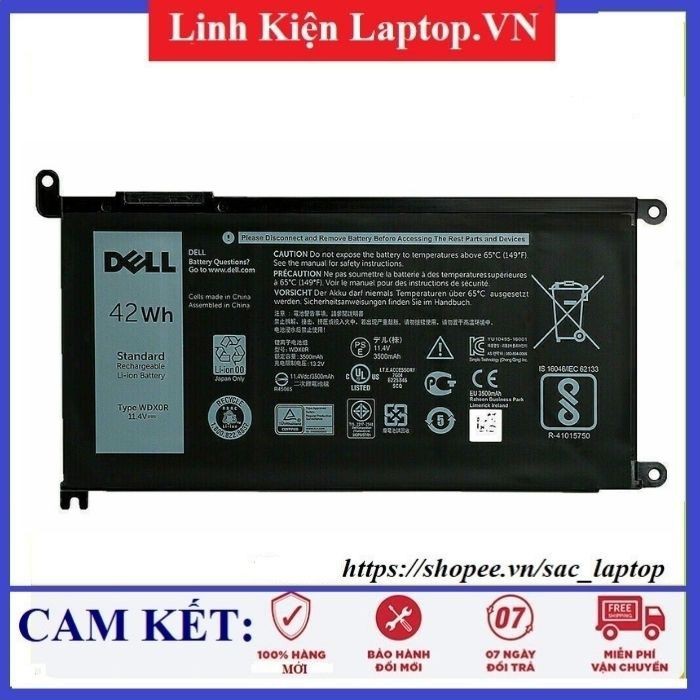 Pin Laptop DELL  inspiron Vostro 5567 5568 5480 3580 5368 7378 7368 5765 7569 7460 WDX0R 3180 3189 7579 New ZIN 100%