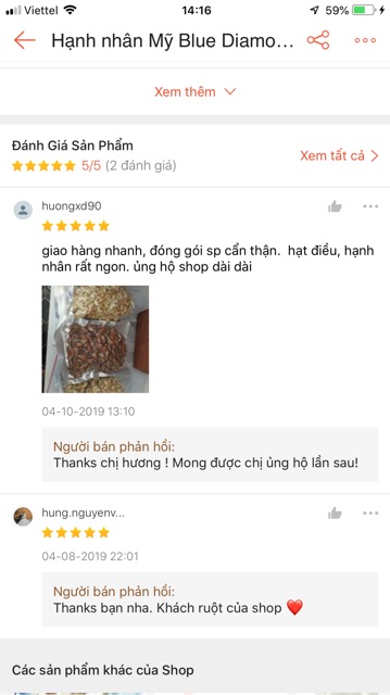 Hạnh nhân Mỹ Blue Diamond đã chín - Ăn vặt Keto Hàng mới ăn ngon! ( 500gr )