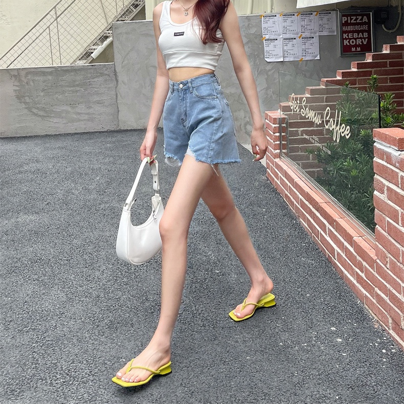 Quần Short Jeans Lưng Cao Thời Trang Hàn Quốc