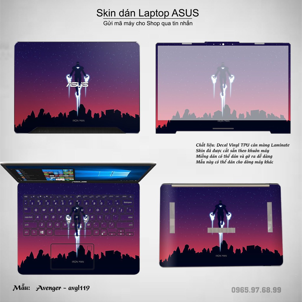 Skin dán Laptop Asus in hình Avenger _nhiều mẫu 3 (inbox mã máy cho Shop)