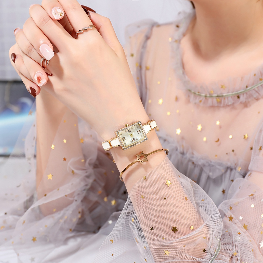 Đồng Hồ MặT Vuông ĐíNh Đá ThờI Trang Cho Nữ