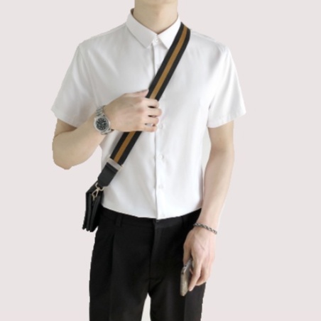 Áo sơ mi nam tay ngắn TCE dáng trơn vải cotton chéo thoáng khí nhẹ mát không bai xù