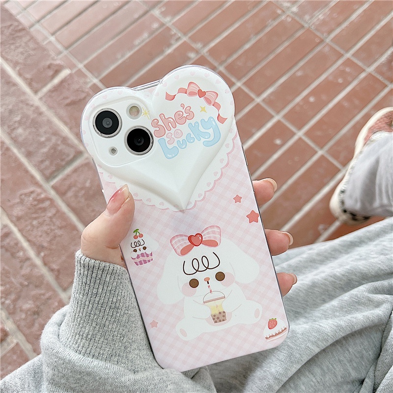 Ốp lưng iphone Ốp Điện Thoại Hình Thỏ Trái Tim Lớn Cho iphone 11/12Pro xs/7/8/Pro/Max/Mini Dinuo case