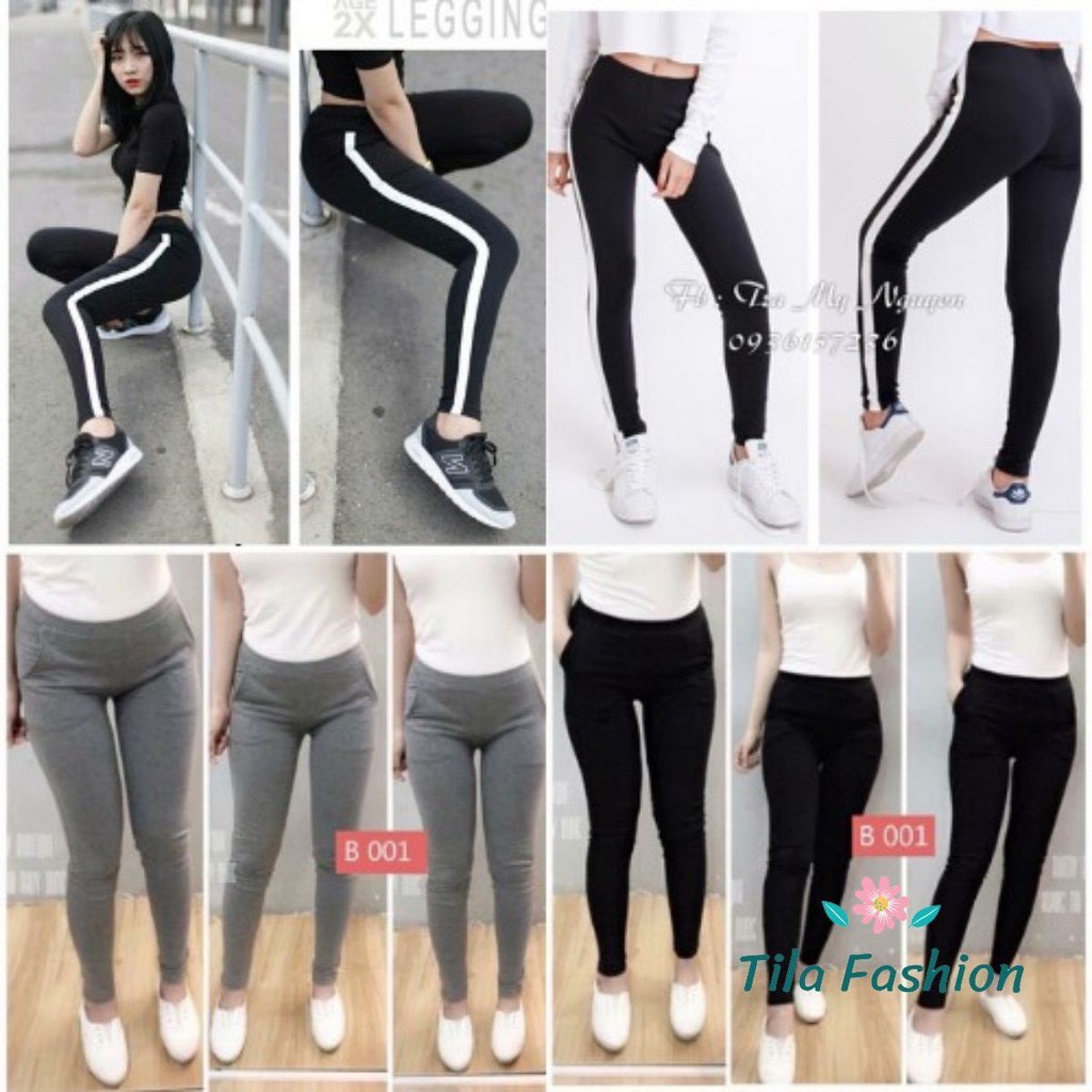 Quần legging nữ siêu co giãn có 2 màu đen và xám