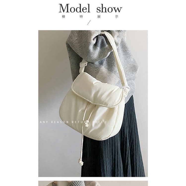 Túi Đeo Vai Vải Canvas Cotton Mềm Phối Dây Rút Thời Trang 2022 Cho Nữ Dễ Phối Đồ