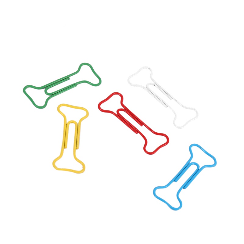 Set 100 kẹp giấy kim loại hình xương nhiều màu