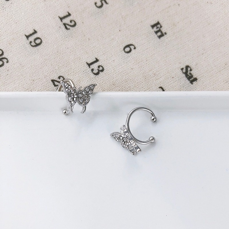 Khuyên Vành Tai Bạc Hình Bướm Đính Đá Pha Lê Phong Cách Cổ Điển Cho Nữ