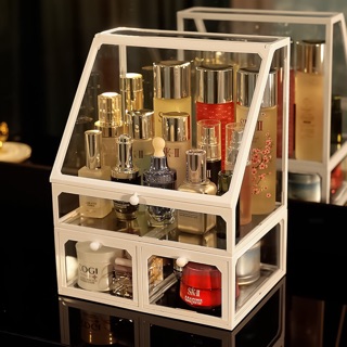 [BW COLLECTION] Set tủ thang ngăn kéo đựng mỹ phẩm viền kim loại mặt kính đựng gọn gàng