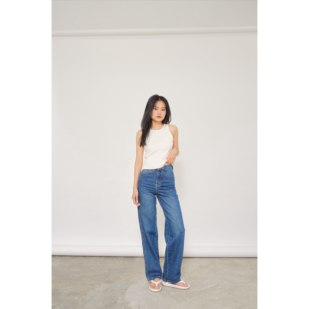 Quần jeans cullotes đai sau 2 màu LENCLOTHING 8297-8298