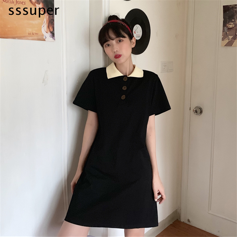 Đầm Polo Màu Trơn Thời Trang Mùa Hè Hàn Quốc Cho Nữ
