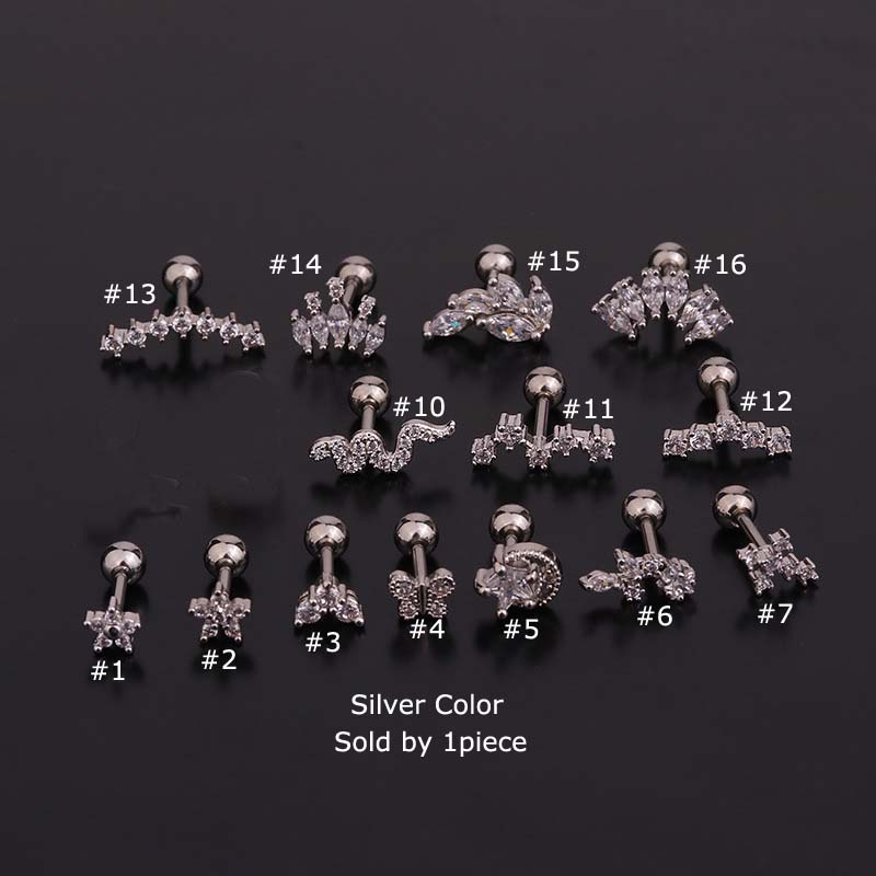 Bông Tai Đinh Tán Bằng Thép Không Gỉ 16g 6mm