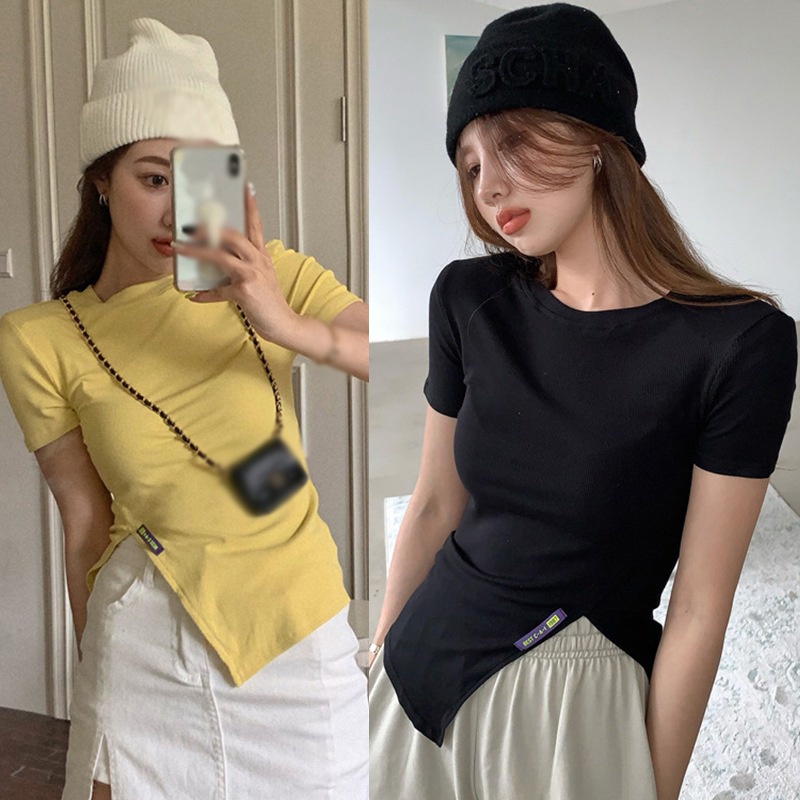 Áo Thun Tay Ngắn Màu Sắc Kẹo Ngọt Phong Cách Hàn Quốc