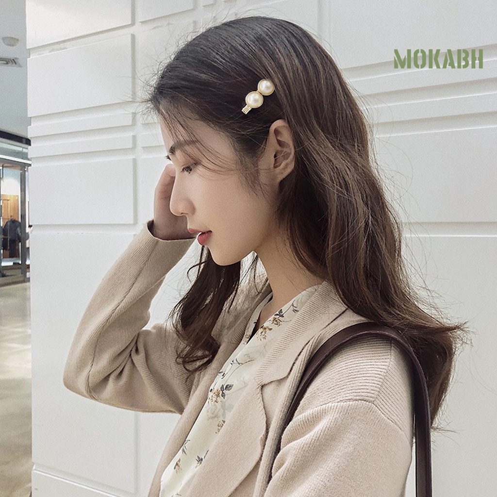 Set 6 Kẹp Tóc Hình Lông Vũ Đính Ngọc Trai Giả Thanh Lịch