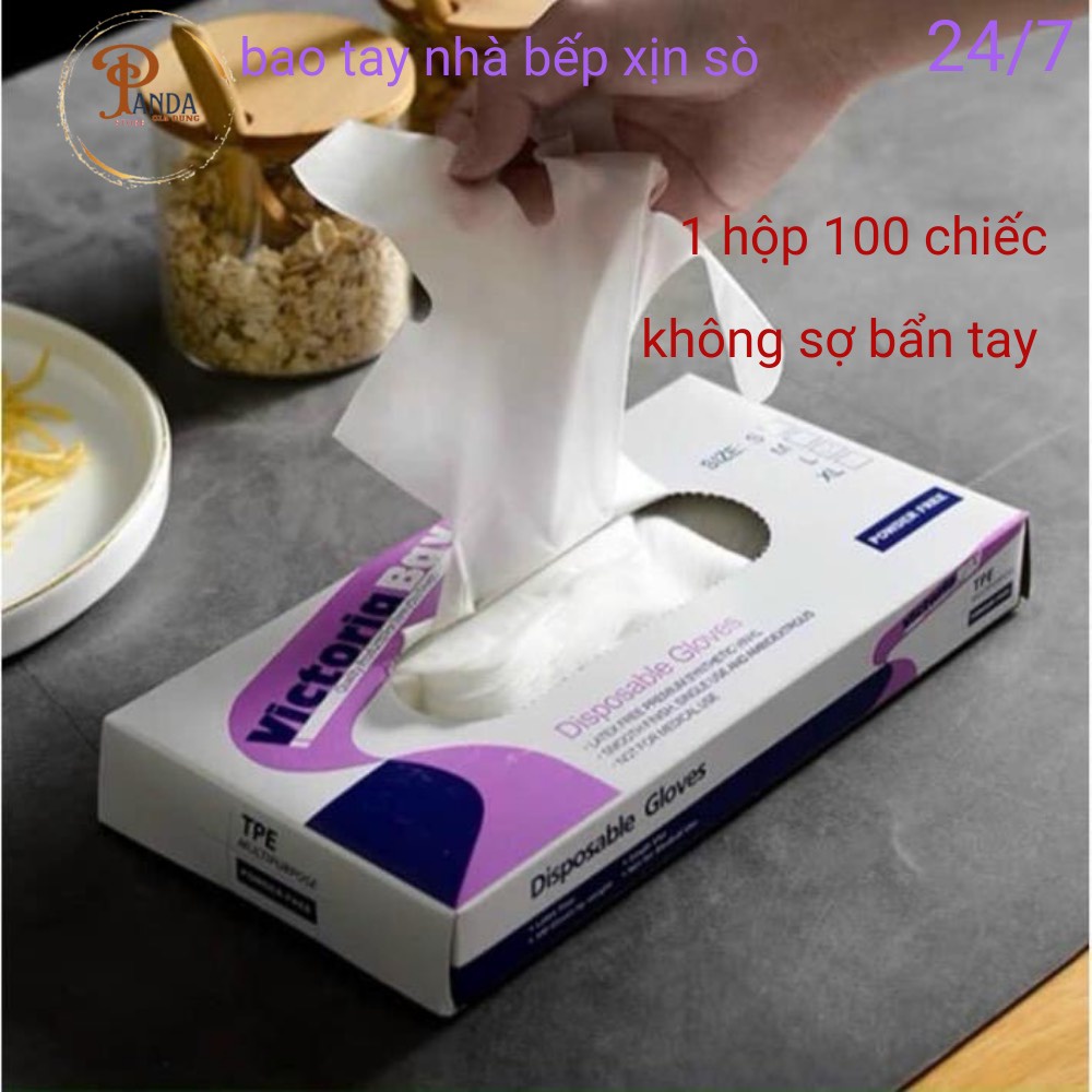 Hộp 100 găng tay nấu ăn siêu dai Victoria Bay,bao tay nhà bếp chống bẩn tay hàng chính hãng