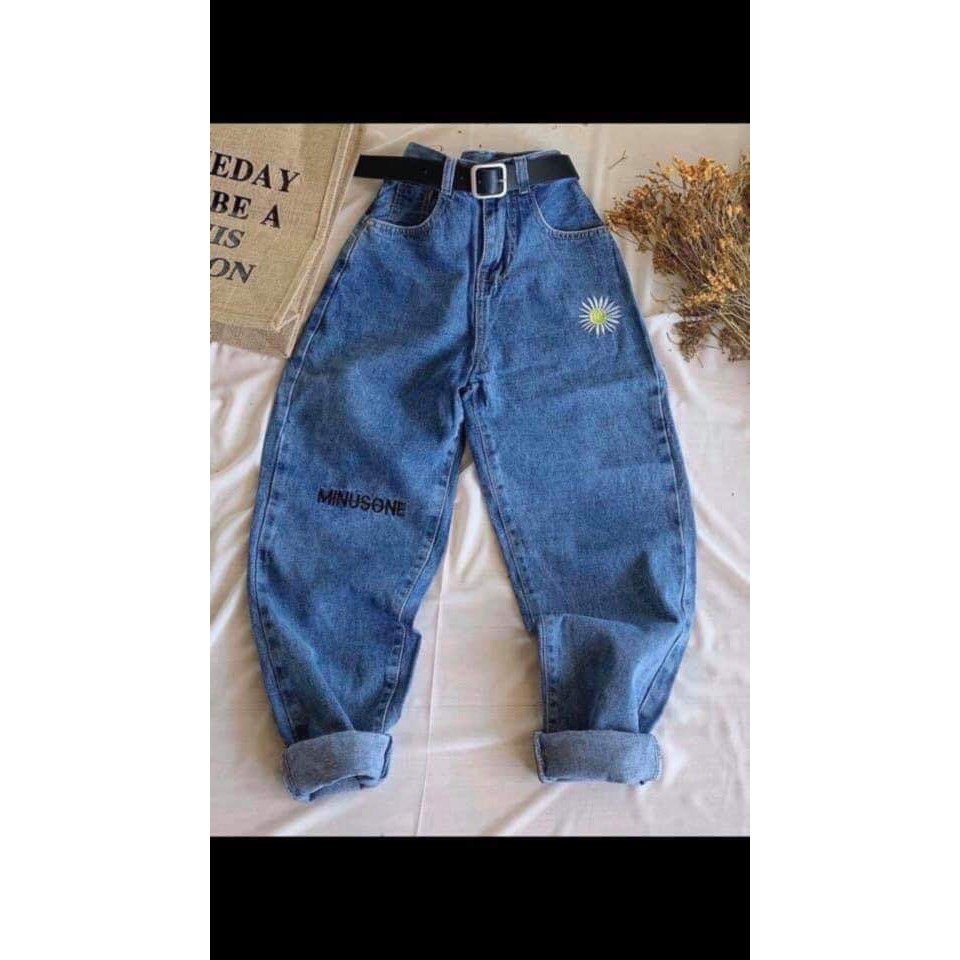 FS50K_Quần Baggy Jeans Thêu Hoa Cúc & Minusone | Quần Baggy Nữ Hot Nhất năm 2021 - 407