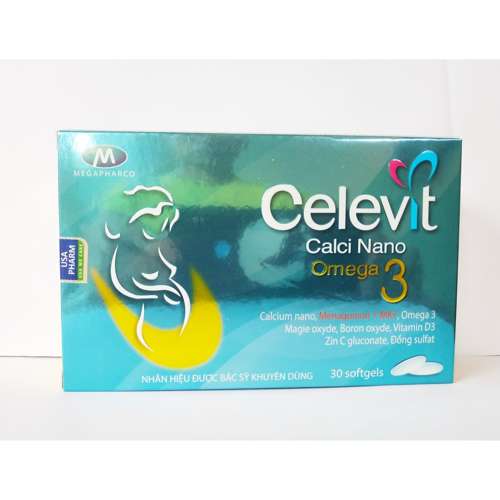 Viên Uống Bổ Sung Canxi Cho Mẹ Bầu - Ngày Dùng 1 Viên Duy Nhất - Celevit Calcium Nano Omega 3 - Hộp 30 Viên