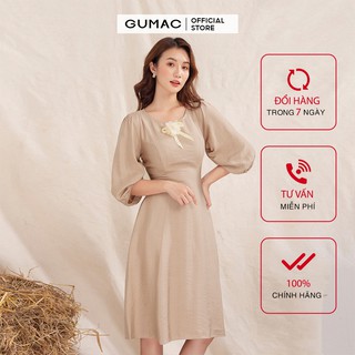 Đầm nữ tay nhún phụ kiện DA1019 GUMAC