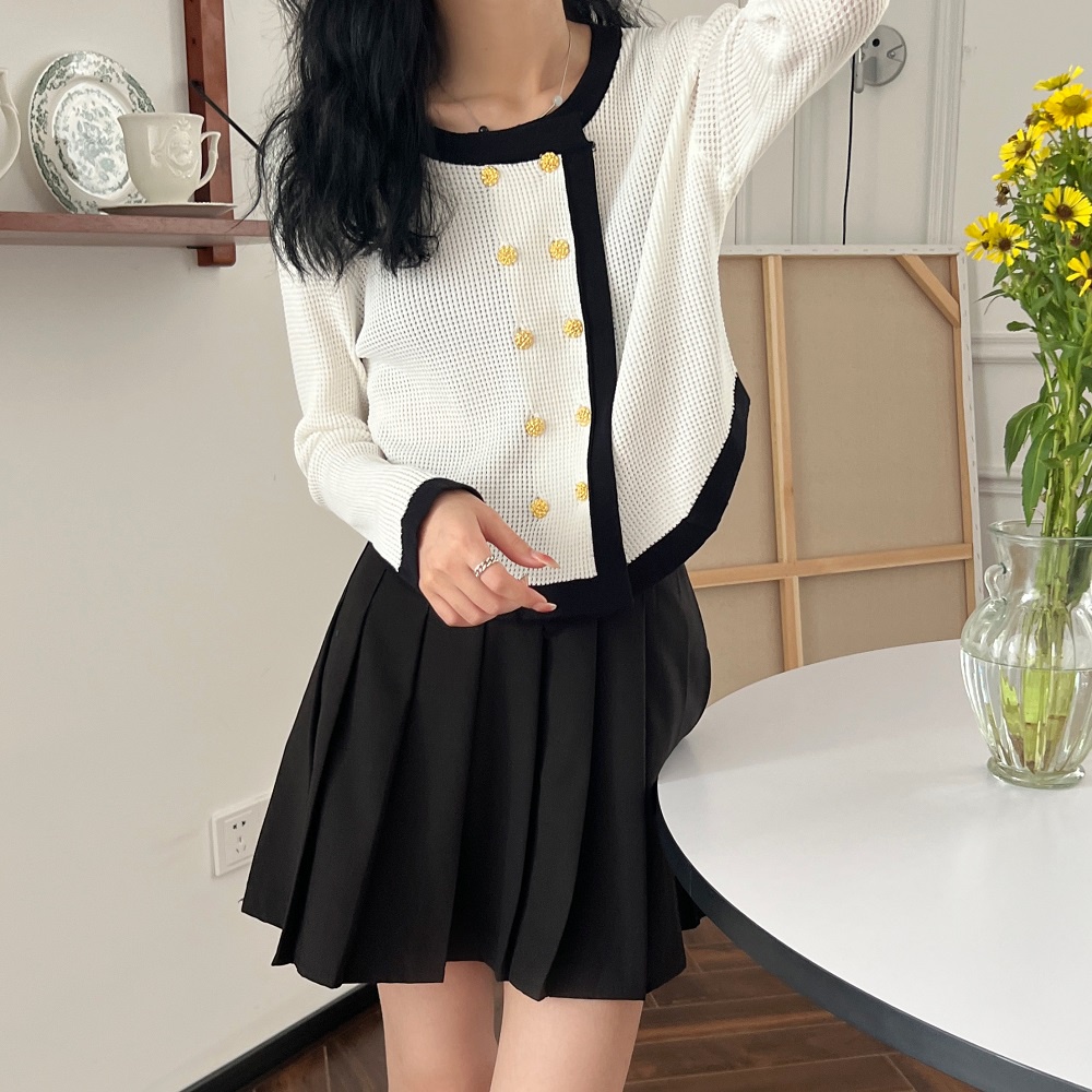 Áo cardigan dệt kim ZHELIHANGFEI tay dài lưng cao dễ phối đồ phong cách thời trang