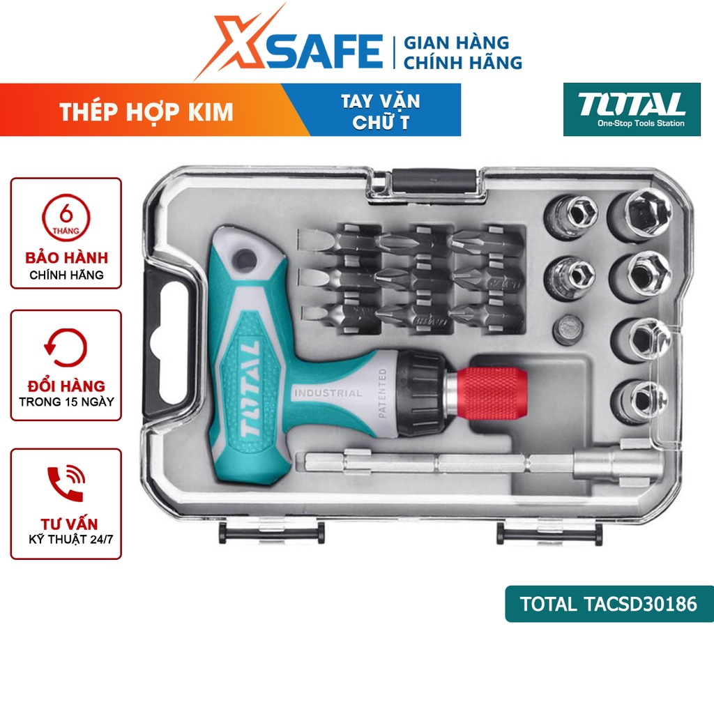 Bộ tua vít 24 chi tiết TOTAL TACSD30186 linh hoạt Bộ tuốc nơ vít đa năng chất liệu CR-V đầu vít khoẻ, cứng, chắc chắn