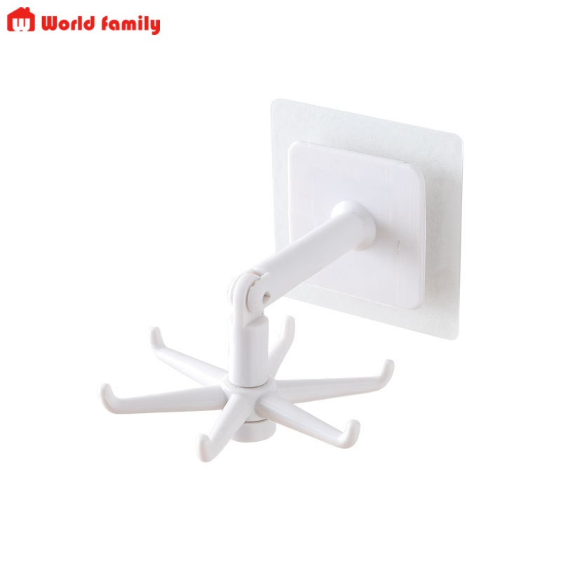 Móc Dán Tường 6 Chấu Có Thể Xoay 360, Móc Treo Đồ Nhà Bếp Nhà Tắm Tiện Lợi Đa Năng