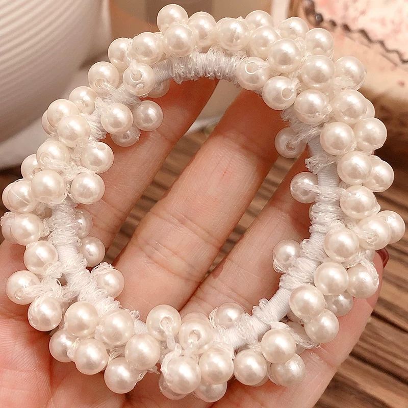 Dây buộc tóc co giãn đính ngọc trai thanh lịch cho nữ