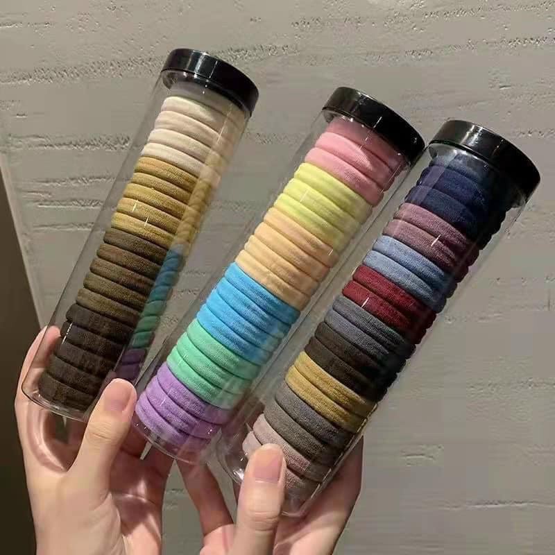 Set 20 chun buộc tóc ống trơn nhiều màu sắc đa dạng