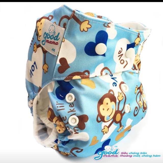 Tã vải cao cấp Goodmama siêu chống tràn size M cho bé 3-14kg( bao gồm vỏ và lót )