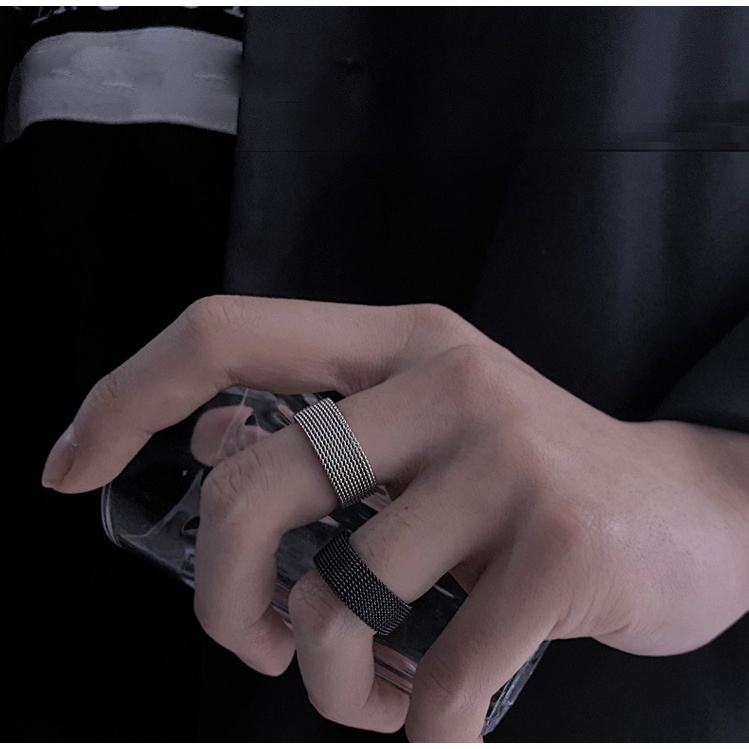 Nhẫn Nam Xích Elas Ring Thời Trang Nữ Basic Merin Màu Đen Bạc Đẹp Cao Cấp Chất liệu Titan Không Gỉ - Elas Ring