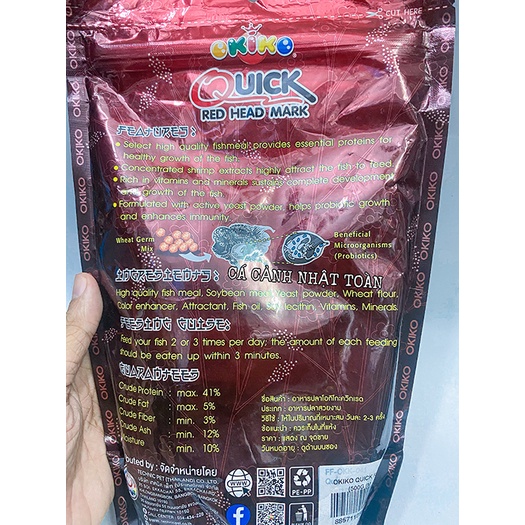 THỨC ĂN THÁI CHUYÊN CHO LA HÁN OKIKO ĐỎ QUICK RED HEAD MARK LÊN ĐẦU VÀ MÀU 500G